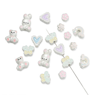 St. kunkka 1-2 ชิ้นโลหะผสม Matte ลูกปัดเงินน่ารักการ์ตูนหมีล…