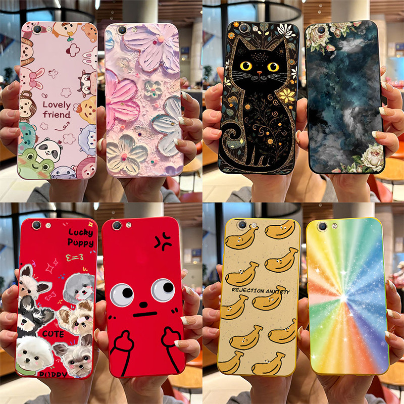 สําหรับ OPPO A59 A1601 F1S A71 CPH1801 CPH1717 A71K เคสซิลิโคน Soft Matte น่ารักการ์ตูนลูกสุนัขสุนัขรูปแบบป้องกันเคสโทรศัพท์
