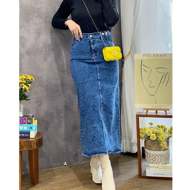 MOUDAH THEANA ZENDA SPLIT JEANS SKIRT // PRABO COOL JEANS SKIRT