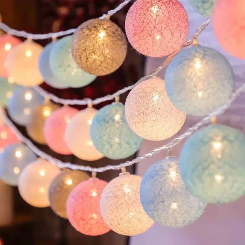 20 LED USB Cotton Ball ไฟ LED string - ไฟวันหยุดแขวนโคมไฟตกแต่ง-ไฟนางฟ้างานแต่งงานคริสต์มาส-โคมไฟตกแต่งกลางแจ้ง-พวงมาลัยงานแต่งงานตกแต่ง