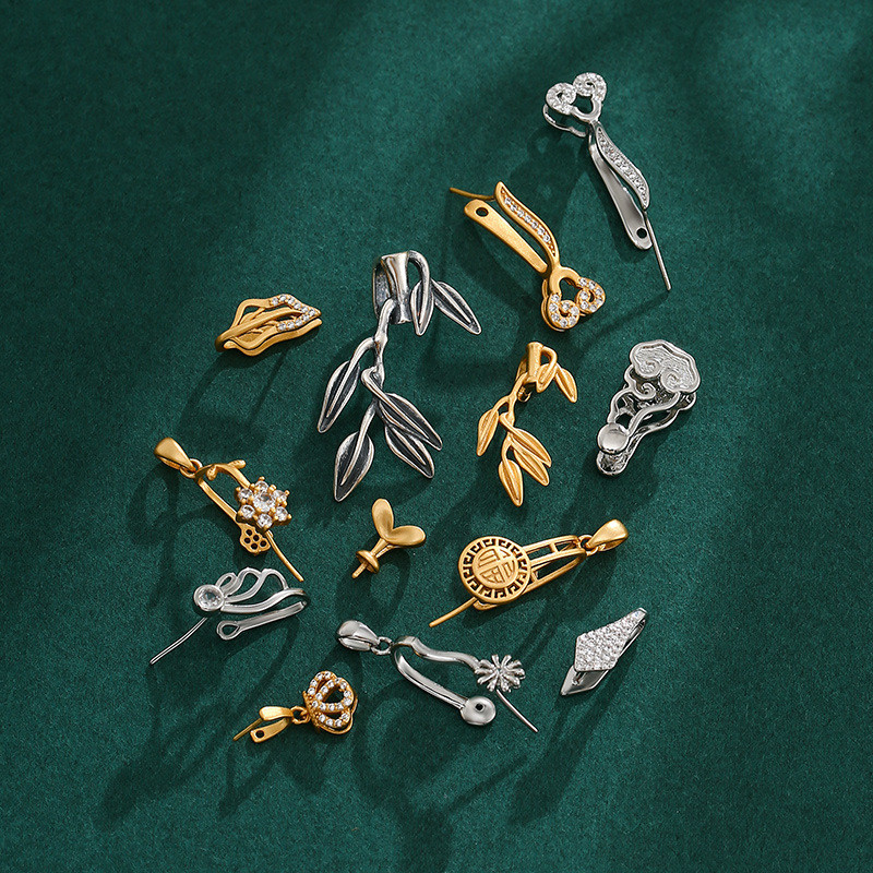 จี้ผู้ถือที่ว่างเปล่า | electroplated เงินสเตอร์ลิงจี้หัวเข็มขัดอุปกรณ์เสริม18K ทองสันติภาพหัวเข็มขัดพิเศษตัดปุ่มมุกหัวเข็มขัด DIY หยกสร้อยคอหัวเข็มขัด
