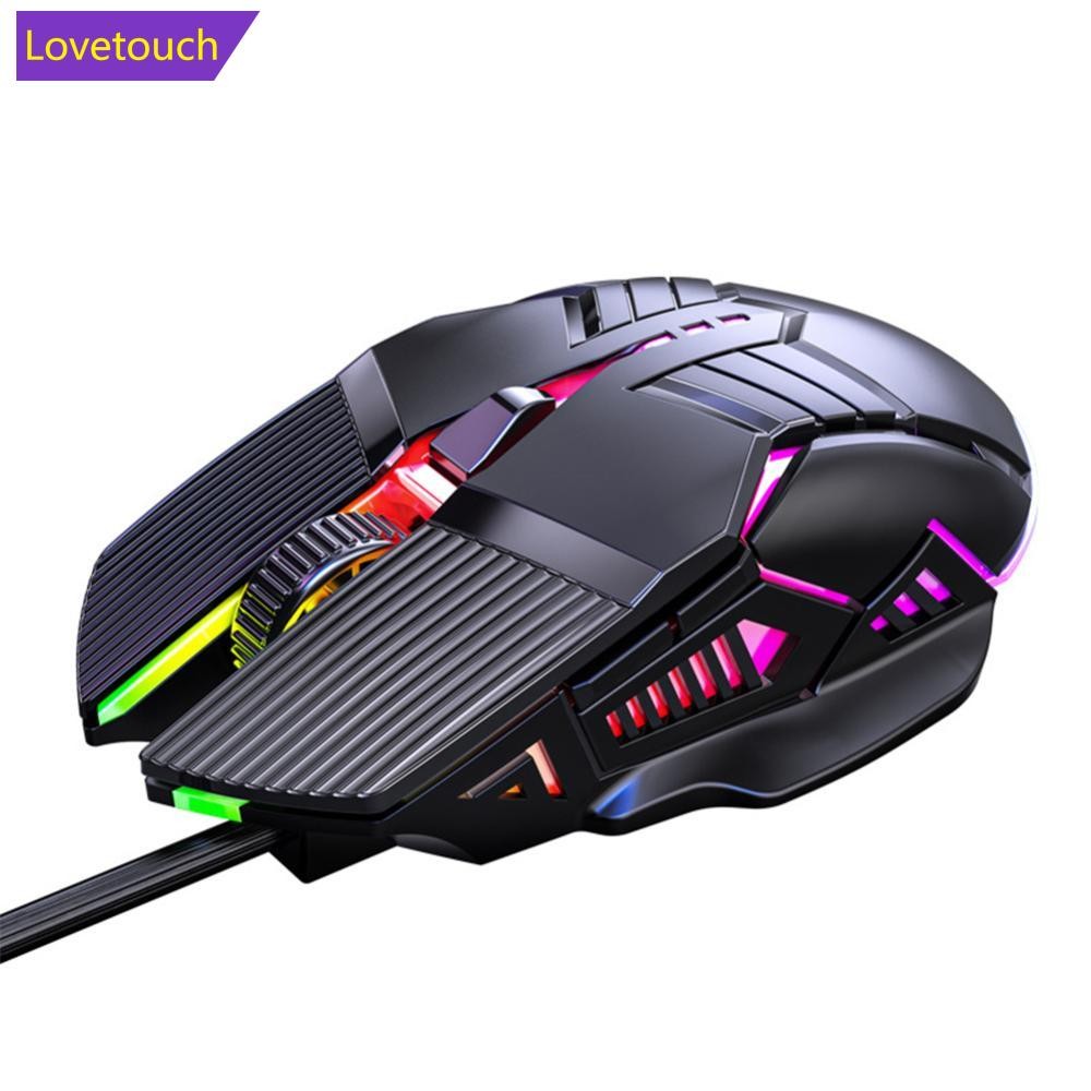 Lovetouch Ergonomic เมาส์สําหรับเล่นเกมแบบมีสาย USB เมาส์คอมพิวเตอร์สําหรับเล่นเกม RGB เมาส์ Gamer เ