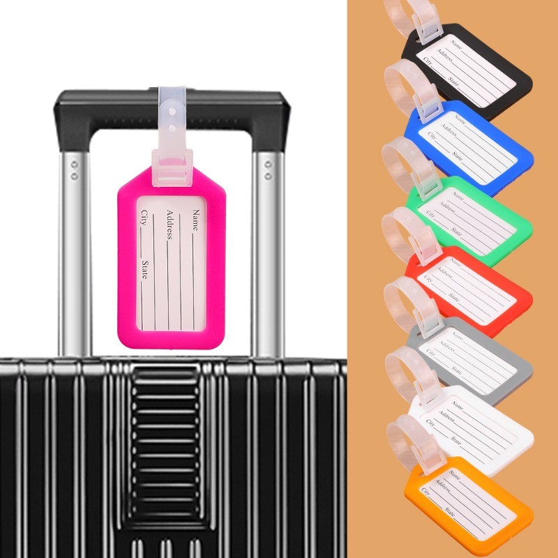 แท็กกระเป๋าเดินทางแบบพกพา Creative PVC Strip Baggage กระเป๋าเดินทาง ID Addres Holder Boarding Label Travel Accessories