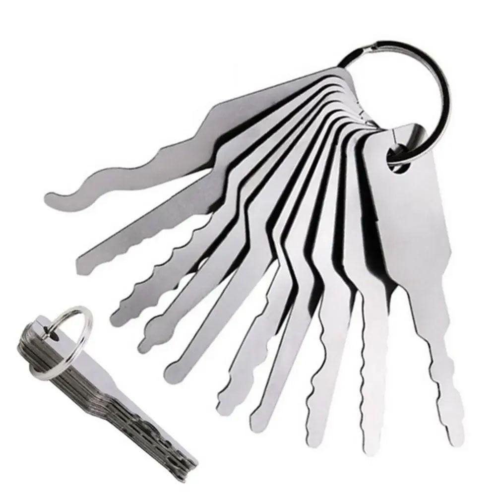 เกลเนส 10ชิ้น/เซ็ตประตูเปิดคีย์,ทนทานสวมใส่ จิกเลอร์ กุญแจ,แบบพกพา10 ใน 1 ล็อคปิก สองด้านเปลี่ยนกุญแจอัตโนมัติอุปกรณ์รถยน - รูปที่ 2