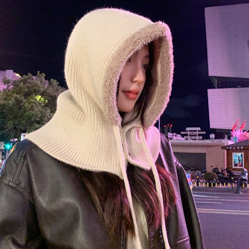 เค หมวกถักเอี๊ยมป้องกันหูหมวกผู้หญิง2024ฤดูใบไม้ร่วงฤดูหนาวสไตล์ใหม่ บาลาก ฝรั่งเศสหมวกให้อบอุ่นเย็นป้องกัน กันลม หมวกขนสัตว์