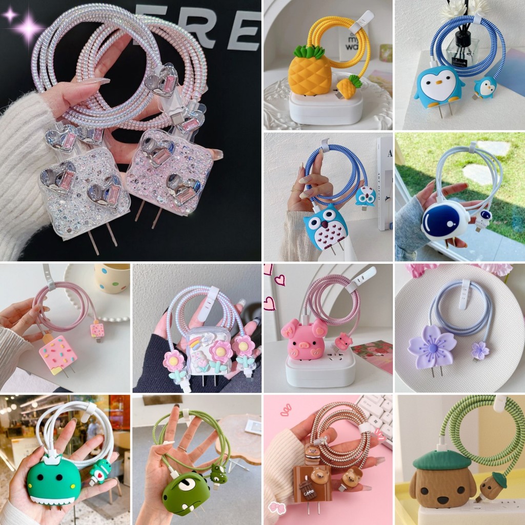 18W/20W ส่งจากไทย เคส สายชาร์จ ลายการ์ตูนน่ารัก สำหรับแอปเปิ้ล Power Adapter ตัวถนอมสายชาร์จ Cable Protector กันสายหัก