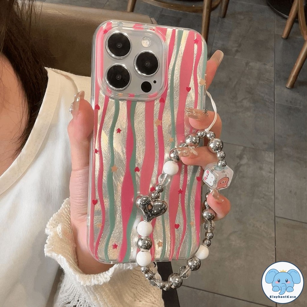 ลายผีเสื้อสีชมพูลายทางขนนกเส้นด้ายเข้ากันได้กับ เคส VIVO Y20 Y17s Y21 Y20I Y12 Y02 Y20S Y22 Y36 Y30 Y17 Y12I ปกอ่อน