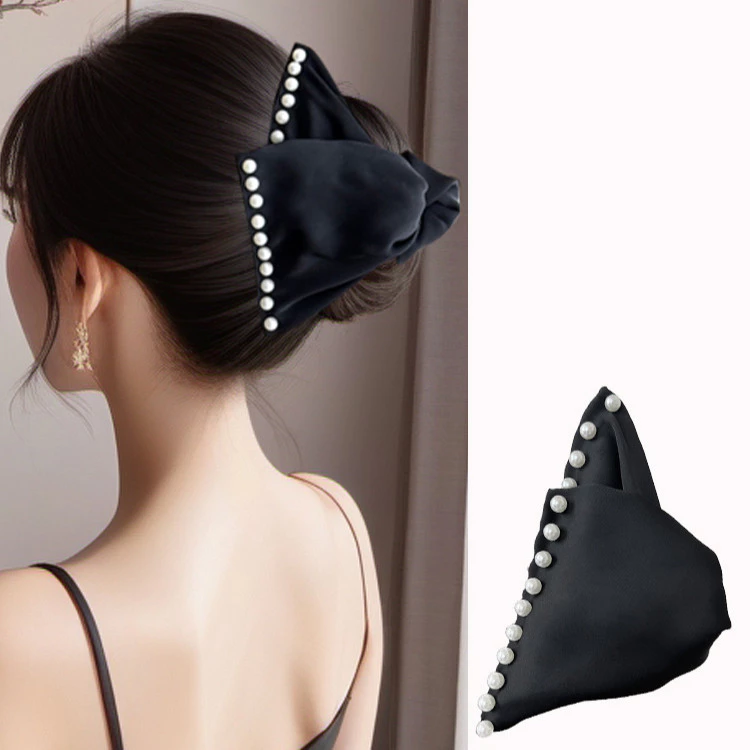ผู้หญิงสาวมุกฝรั่งเศส Bling หางม้าคลิปผม Hairpin Headwear อุปกรณ์เสริม