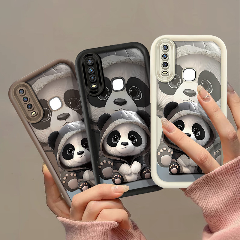 SAMSUNG น่ารักhooded PandaสําหรับSamsung Galaxy A04S A05S A20S A50 A50S A51 A70 A73 J2 G532 G530 J4 J6 Plus J7 Prime S21 S22 S23 S24 Ultraน่ารักเคสโทรศัพท์แฟชั่นฤดูใบไม้ร่วง