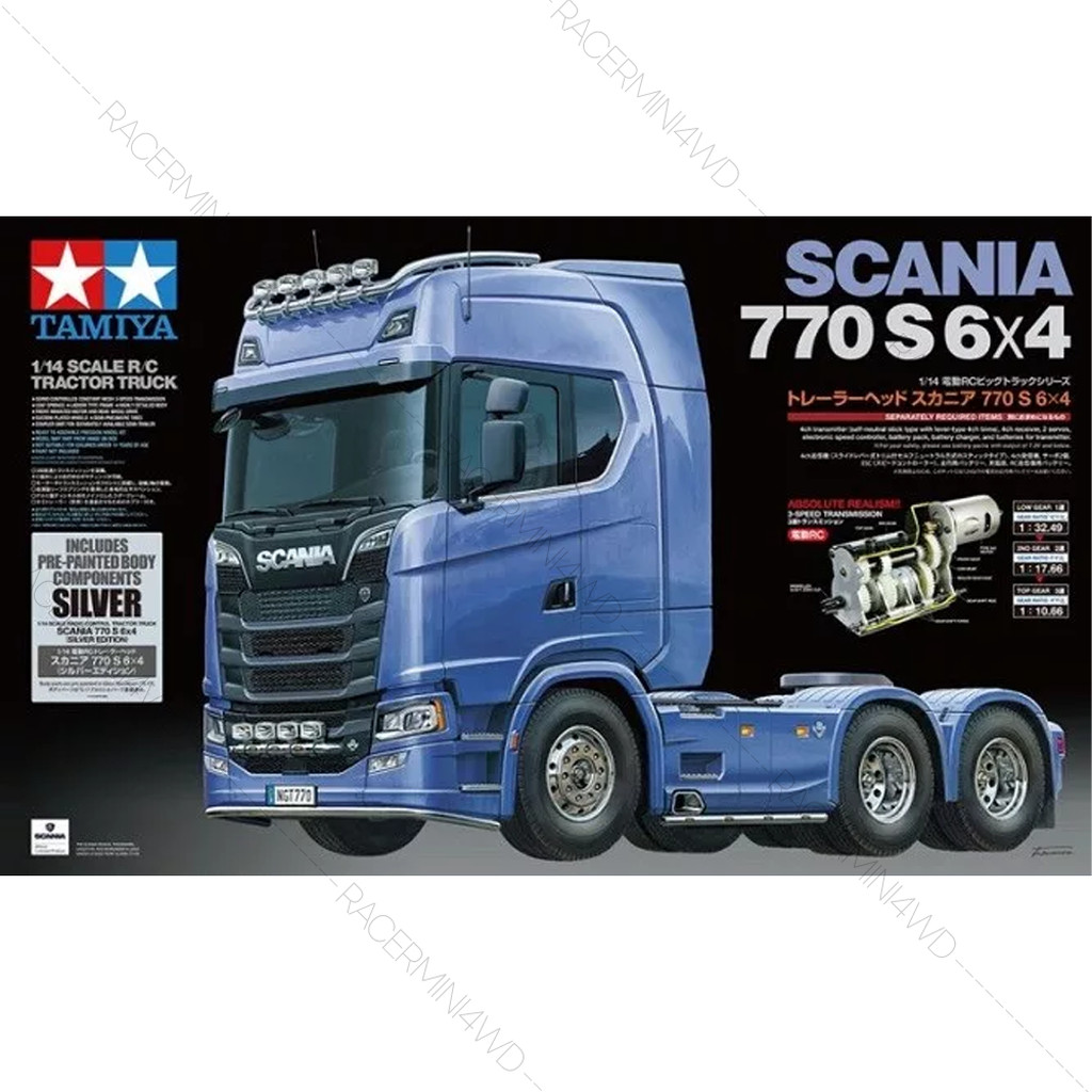 TAMIYA 56373 1/14 R/C Tractor Truck Scania 770S 6X4 Silver Edition ชุดประกอบรถบังคับหัวลากทามิย่าแท้
