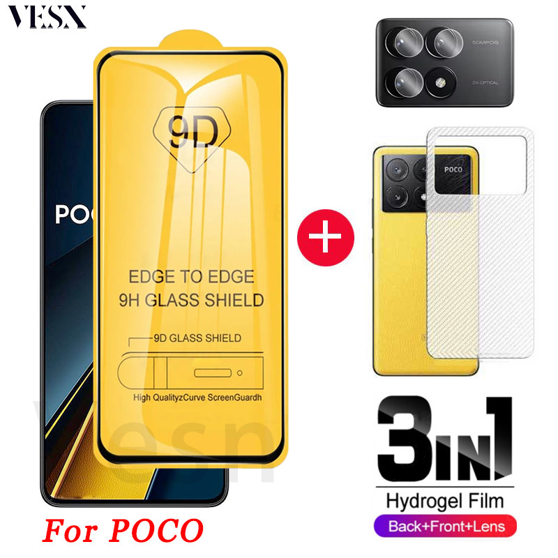 9D ฟิล์มกระจก เต็มจอ Xiaomi POCO C65 C55 C40 X6 Neo X5 X4 X3 NFC M6 Plus M5 M5s M4 M3 F6 F5 F4 F3 GT Pro 4G 5G 2024