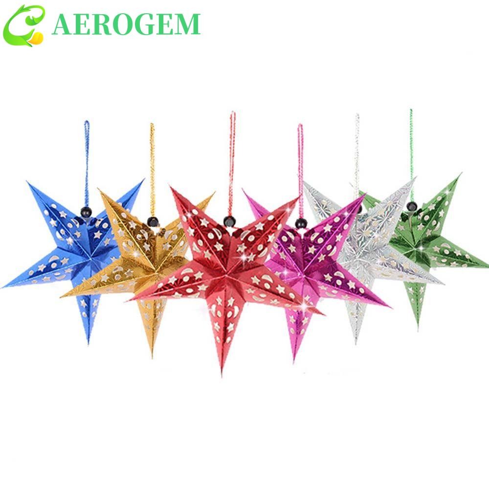 Aerogem ดาวโคมไฟ 3D หลายสีโคมไฟครอบคลุมกระดาษโคมไฟงานแต่งงานบ้านสวนตกแต่งคริสต์มาส