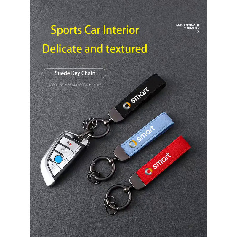 High-Grade Leather Suede Keychain Car Sport Key Ring With Horseshoe Buckle For Smart two 451 450 452
