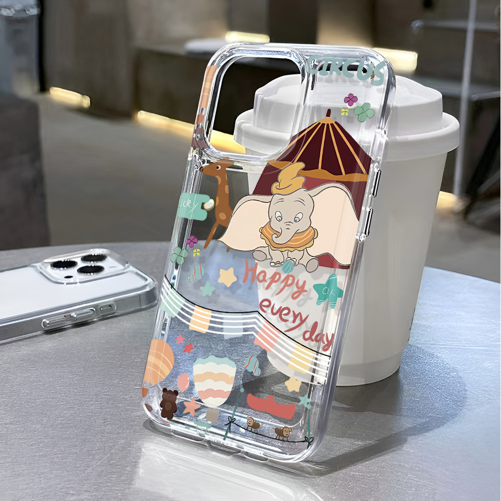 โปร่งใสสําหรับ iphone 16 pro Max 11 15promax 14 13 12 7Plus X XS Max 8 7 เพลง Dumbo ฝาครอบกันกระแทก