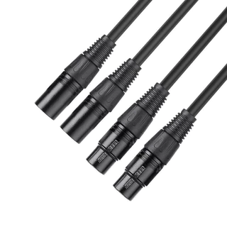ข้างละ2หัว 1M สายดำ สายสัญญาณเสียง XLR Male To XLR Female (ผู้เมีย) Mic Cable ยาว 1 เมตรXLR-XLR ผู้เมียคู่