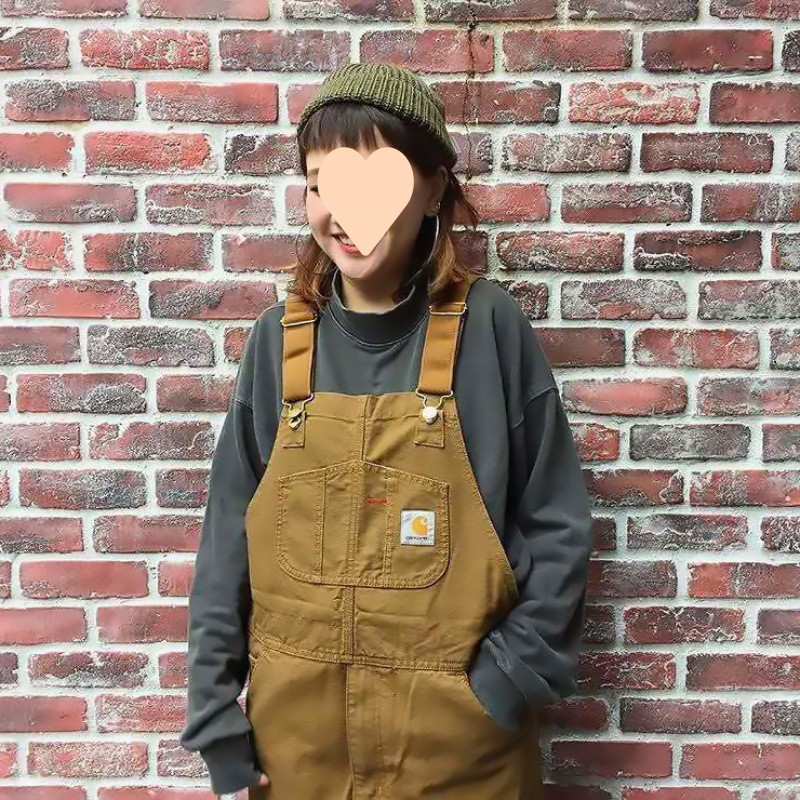 CARHARTT คาร์ฮาร์ต ฤดูใบไม้ร่วงและฤดูหนาววินเทจ ชุดทํางาน เดนิม ชุดเอี๊ยม หลวมคู่กางเกงลําลองกางเกงขาตรงสําหรับผู้ชายและผู้หญิง