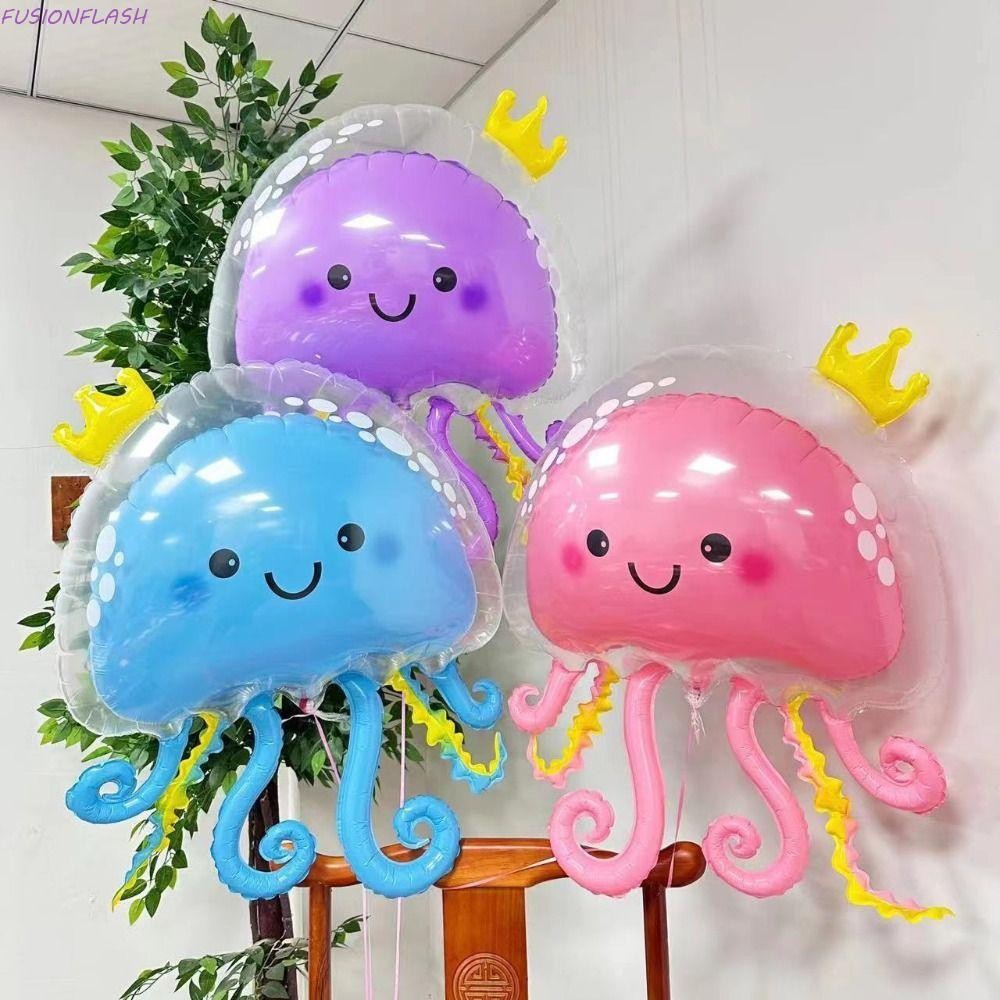 Fusionflash Crown Octopus บอลลูนลอย, พลาสติกน่ารัก Octopus Bubble Balloon, ตกแต่งวันหยุด Double-layer Inflatable บอลลูนแมงกะพรุนฟองบอลลูนงานแต่งงาน