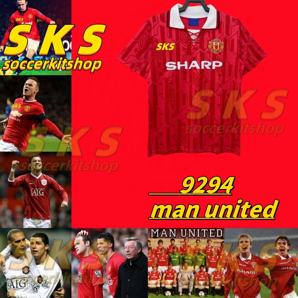 Man united 92-94 Home Retro Soccer Jersey Football