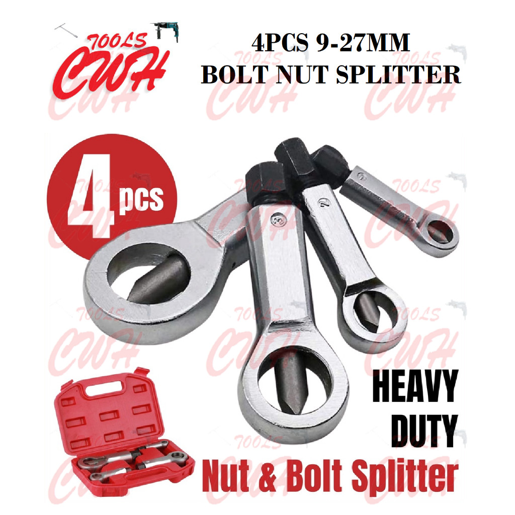 4PCS 9-27MM RUSTED DAMAGED STUCK BOLT LUG NUT SCREW SPLITTER EXTRACTOR BREAKER REMOVER TOOL PEMBUKA 
