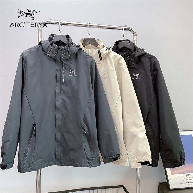 Arcteryx 100% Original กันน้ํากลางแจ้งที่ถอดออกได้ Hooded Hardshell Jacket สําหรับผู้ชาย