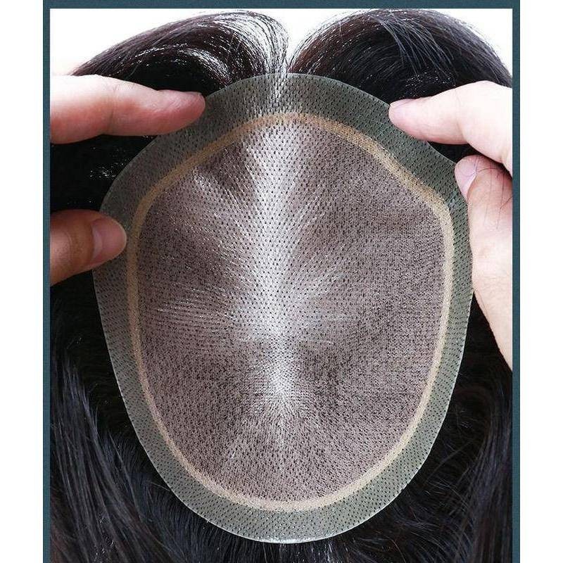 สีธรรมชาติสามารถย้อมไม่มีปมดูธรรมชาติ 6 นิ้วผมมนุษย์ Toupee ระบบเปลี่ยนตรงทนทาน Toupee Remy วิกผมธรรมชาติ Hairline Virgin ผมเปลี่ยน