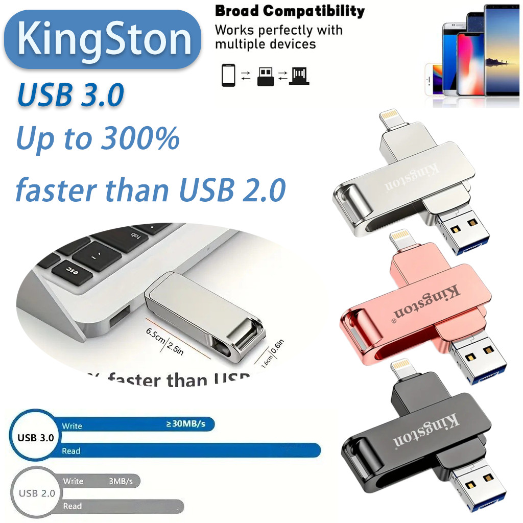 Kingston flashdrive แฟลชไดรฟ์ Usb 1TB 3 in 1 Otg Pendrive สําหรับ  อุปกรณ์จัดเก็บข้อมูลภายนอก flashdisk สําหรับ อุปกรณ์จัดเก็บข้อมูลภายนอก