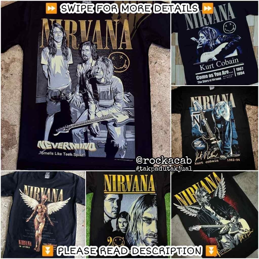 Nirvana 2024 แฟชั่น Kurt Cobain Baju Band Tshirt Rock Metal Metalcore หายาก Nu Punk Ovp Vintage Prem