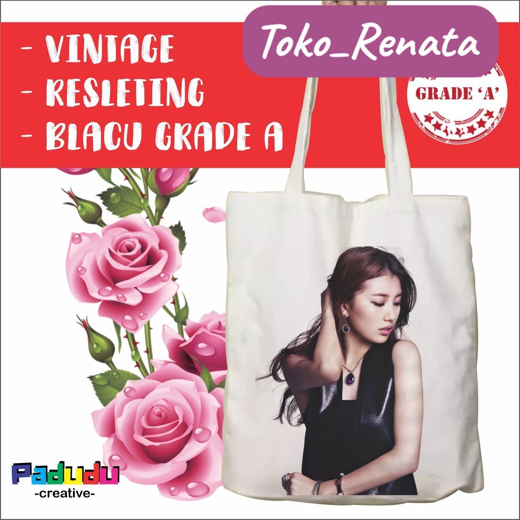 Totebag Vintage Bae Suzy Miss aesthetic Zipper Custom Tote สําหรับผู้หญิงและผู้ชาย Toko_Renata