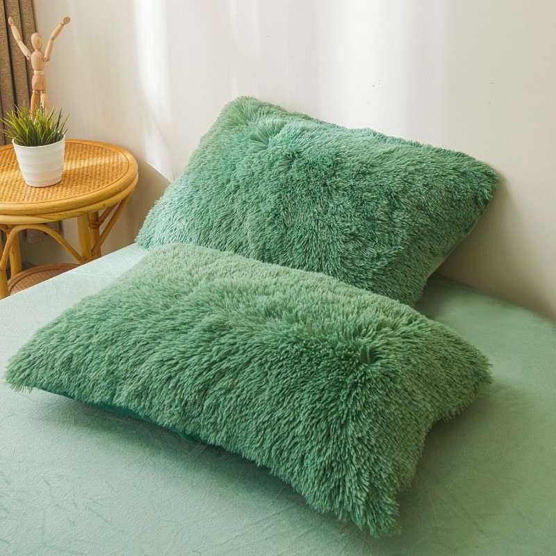 ปลอกหมอนสีเขียว คลุมเครือ, หรูหราหมอนสีเขียวปลอกหมอนนุ่มพิเศษ,สีเขียวขน มารยาท กรณีเตียงตกแต่ง,ปุยซิปปิด