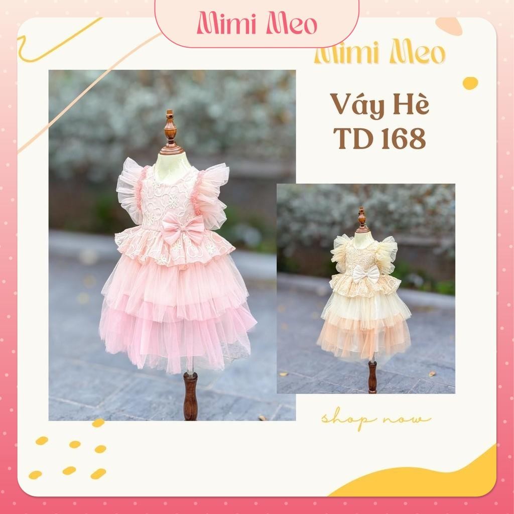 [TD168 - Summer Dress] - ชุดเจ้าหญิงผ้าไหมปัก - กระโปรงบานหลายชั้น