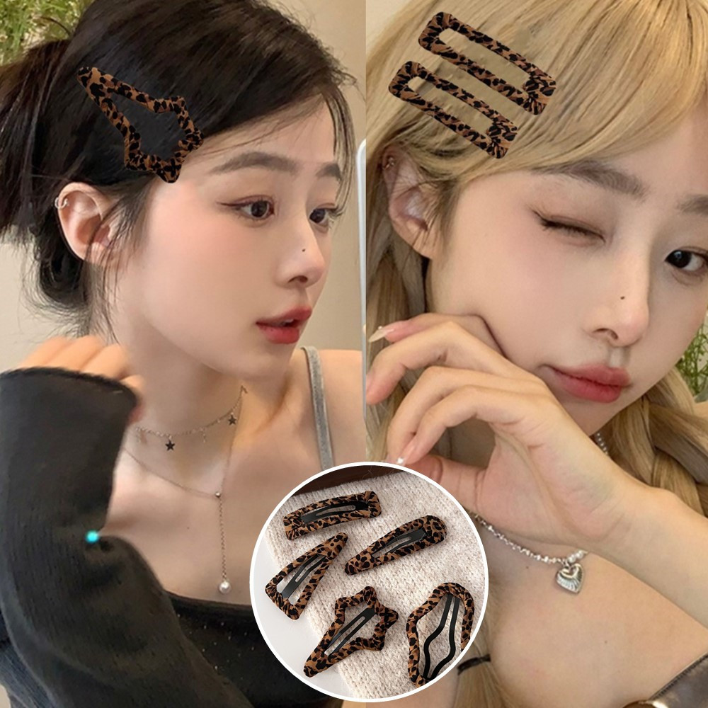 คลิปหนีบผมข้างลายเสือดาวสไตล์แฟชั่นเรียบง่าย หวานเท่ มีเสน่ห์วินเทจ ใช้ได้ทุกลุค เหมาะฤดูหนาว อุปกรณ์ตกแต่งผม