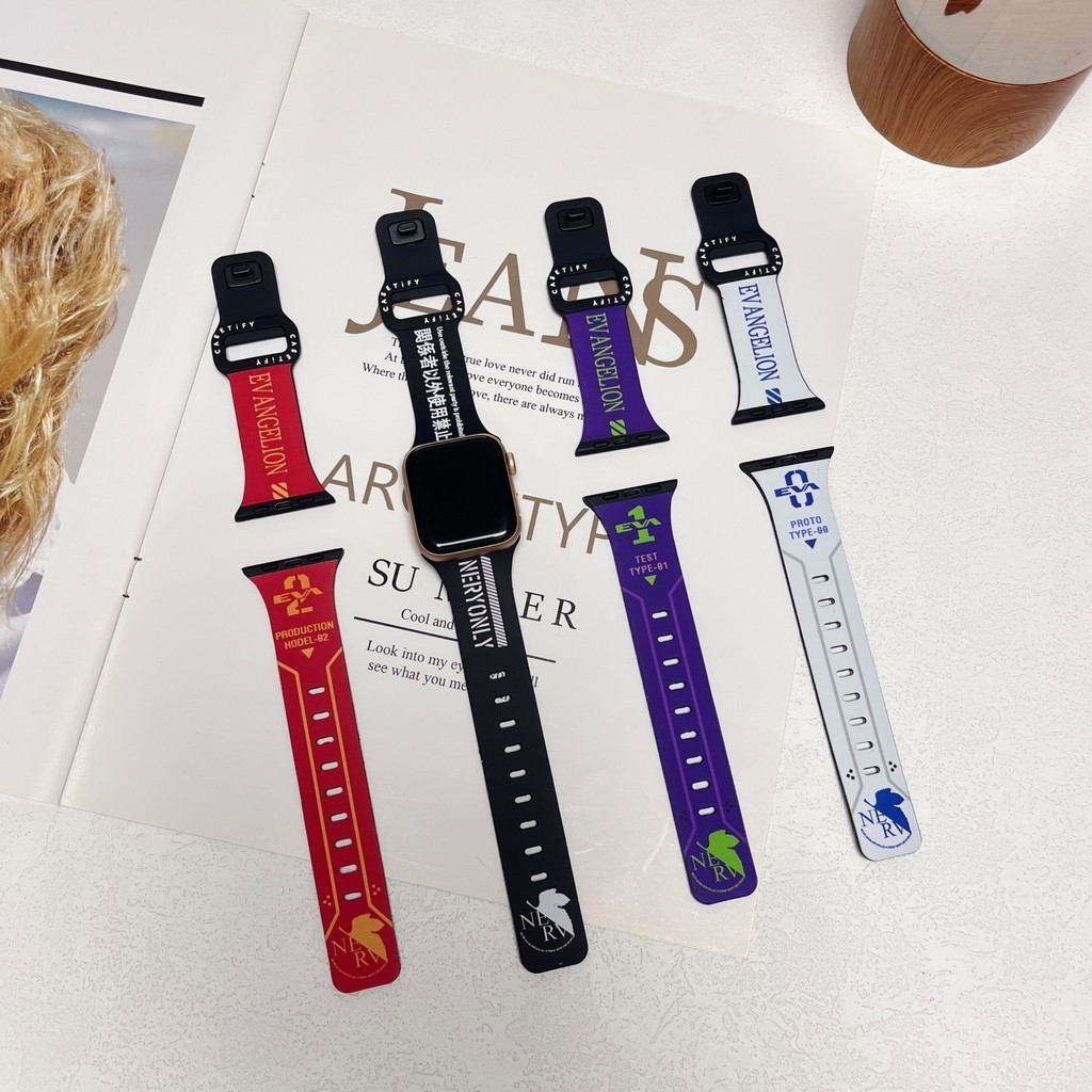 Neon Genesis Evangelion CASETiFY คุณภาพสูงการจับคู่สี TPU สําหรับ iPhone WATCH สกุลเงิน 38 มม.40 มม.41 มม.42 มม.44 มม.45 มม.49 มม.