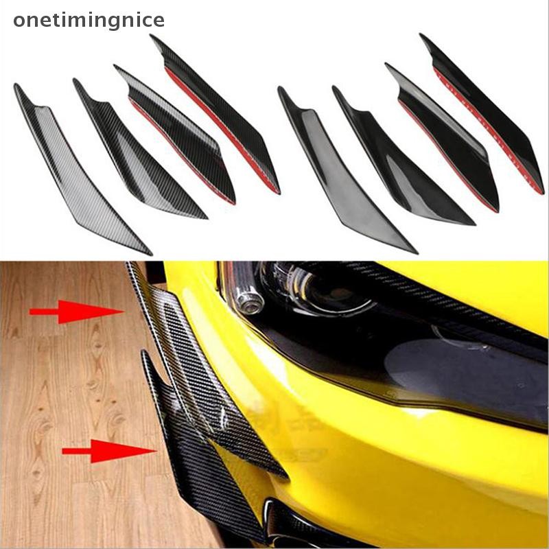 Onetimingnice 4 ชิ้นคาร์บอนไฟเบอร์รถกันชน Fin Canard Splitter Diffuser สปอยเลอร์ Air Onetimingnice