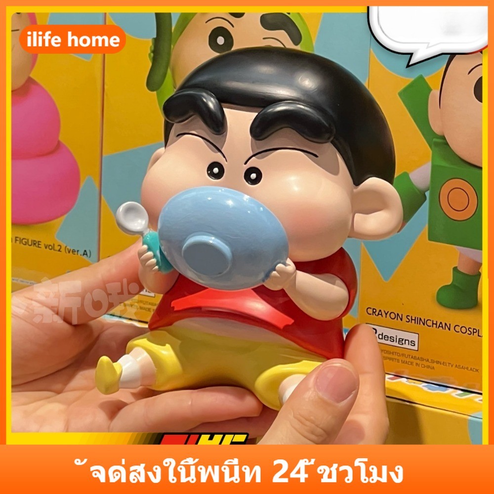 จัดส่งจากประเทศไทย Dine Crayon Shin chan น่ารักคอสเพลย์ Gluttonous น่ารัก Action Figure รุ่น Q ตุ๊กตาของขวัญเด็กตกแต่งรถเครื่องประดับของเล่นคอลเลกชันบ้านเค้กตกแต่ง Gacha ตกแต่ง