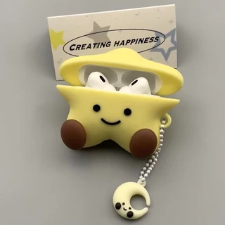 ใช้ได้กับ Airpods 4 3 Pro 2 เคส Case สําหรับ แอร์พอด 4 2024 เคสหูฟัง บุคลิกภาพน่ารัก ดาว ดวงจันทร์
