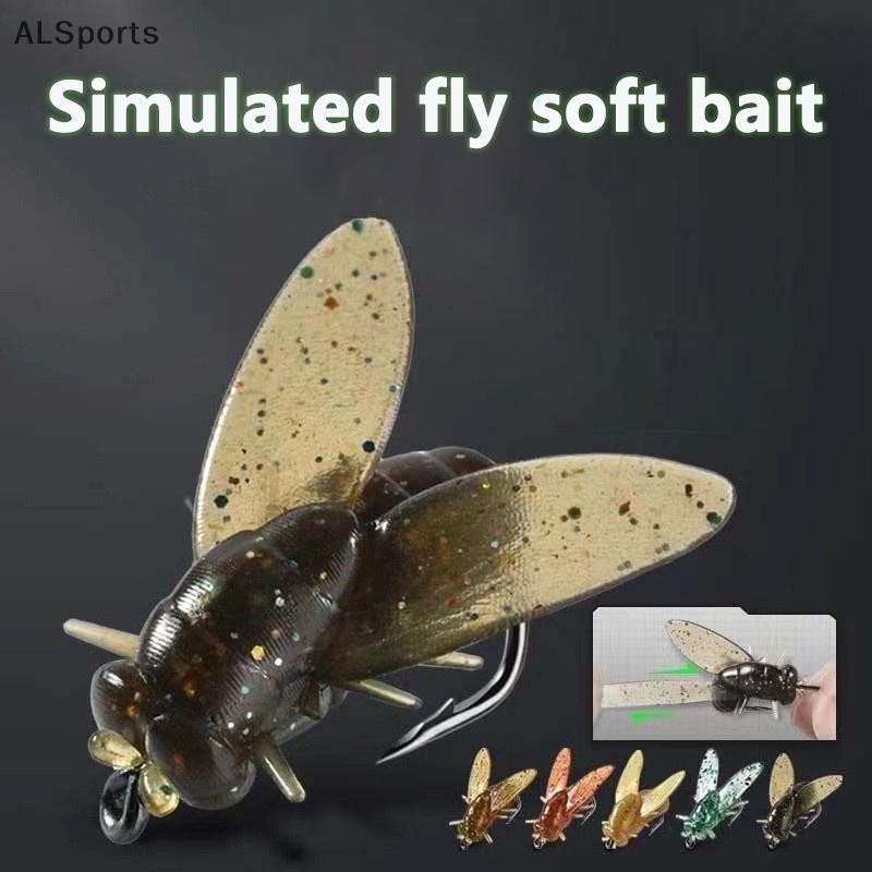 [ALSports] 10 ชิ้น Fly Fishingแมลงวันชุดยางเหยื่อตกปลาบินเหมือนจริงเหยื่อพลาสติกอ่อนตะขอหนามสําหรับเบสปลาเทราท์ปลาแซลมอน [th]