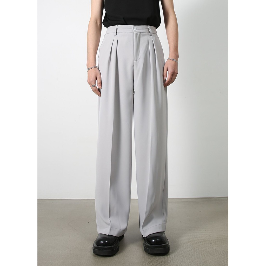 56MEN Slacks pants 938 กางเกงสแล็คเอวสม็อค ขายาวผู้ชาย ทำงาน สไตล์เกาหลี กระดุมหน้า