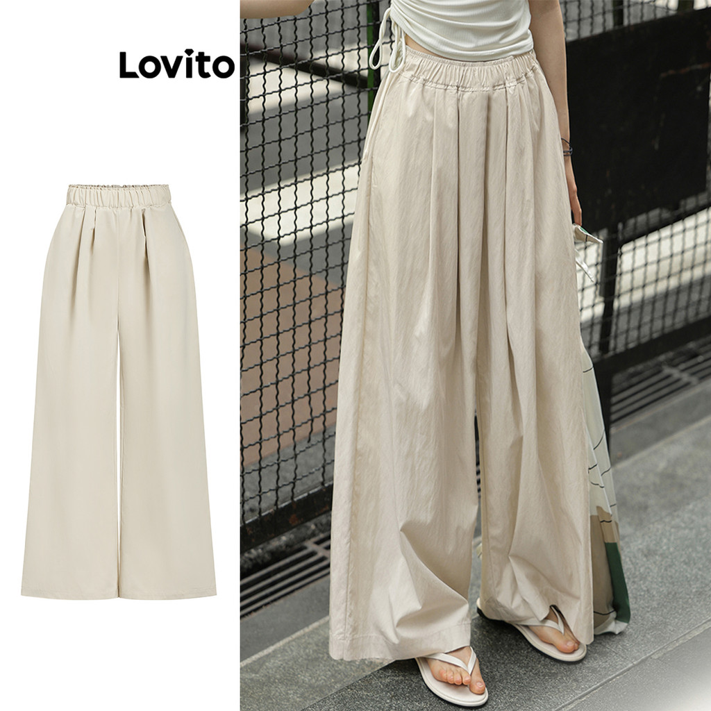 Lovito กางเกงลูกไม้ธรรมดาสำหรับผู้หญิง L95ED298