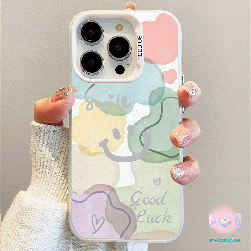 รูปแบบรอยยิ้มน่ารัก เคสแข็งคุณภาพ สำหรับ IPhone 13 12 7Plus 14 15 11 16 Pro Max 8Plus XR XS Max SE เคสไอโฟน11 เคสไอโฟน13
