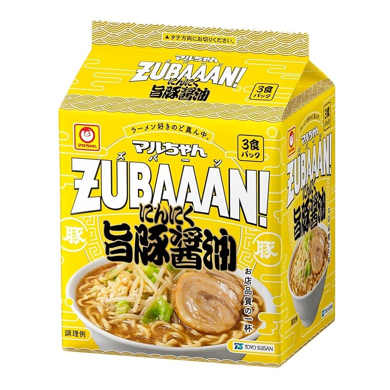 《JAPAN》★Maruchan ZUBAAAN! Garlic Umami Pork Soy Sauce 3-Pack (129g×3 meals ×9 packs, 27 meals total 