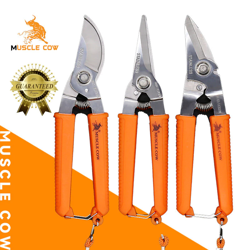 MUSCLE COW กรรไกรอเนกประสงค์ 8 นิ้ว สำหรับตัดโลหะ สแตนเลส แผ่นอลูมิเนียม และกิ่งไม้