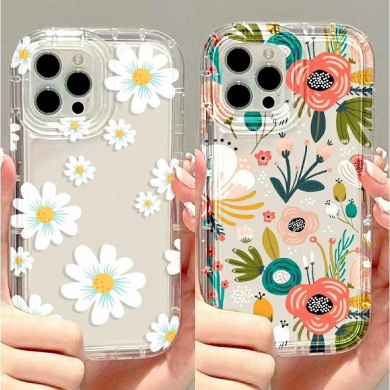Fresh Daisy ดอกไม้ดอกไม้สําหรับ OPPO A3X A60 A3 Pro A78 A38 A58 A16 A54 A35 Reno 10 Plus กรณีนุ่มเกาหลีซิลิโคน Air กระเป๋าเชลล์ใสกันกระแทก