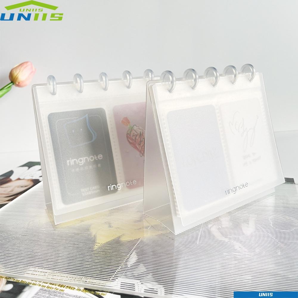 Uniis อัลบั้มภาพตั้งโต๊ะ, ที่วางโฟโต้การ์ดโปร่งใสเรียบง่าย, ของตกแต่ง DIY จอแสดงผลภาพการ์ดไอดอลขนาด 3 นิ้ว/3.5 นิ้ว