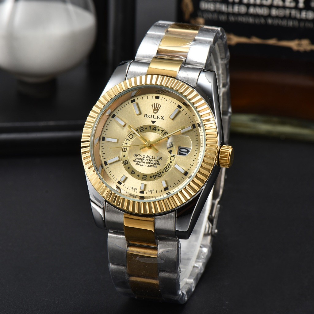 Rolex Column Series Dual Time Zone Mechanical Movement นาฬิกาข้อมือนาฬิกาผู้ชาย 42mm