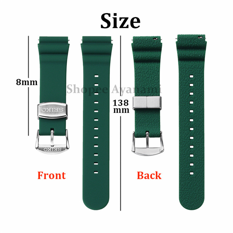 สายยางซิลิโคน 20 มม. 22 มม. สำหรับสาย Seiko สายคล้องข้อมืออ่อนนุ่มปล่อยอย่างรวดเร็วเปลี่ยนชายและหญิงพร้อมโลโก้