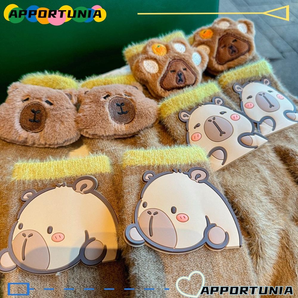 Apportunia ถุงเท้ากลางหลอดตุ๊กตา, ของขวัญการ์ตูนหวานสัตว์ Capybara ถักถุงเท้ายาว, แฟชั่นกันลื่นสร้างสรรค์นักเรียนชั้นและบ้านถุงเท้า