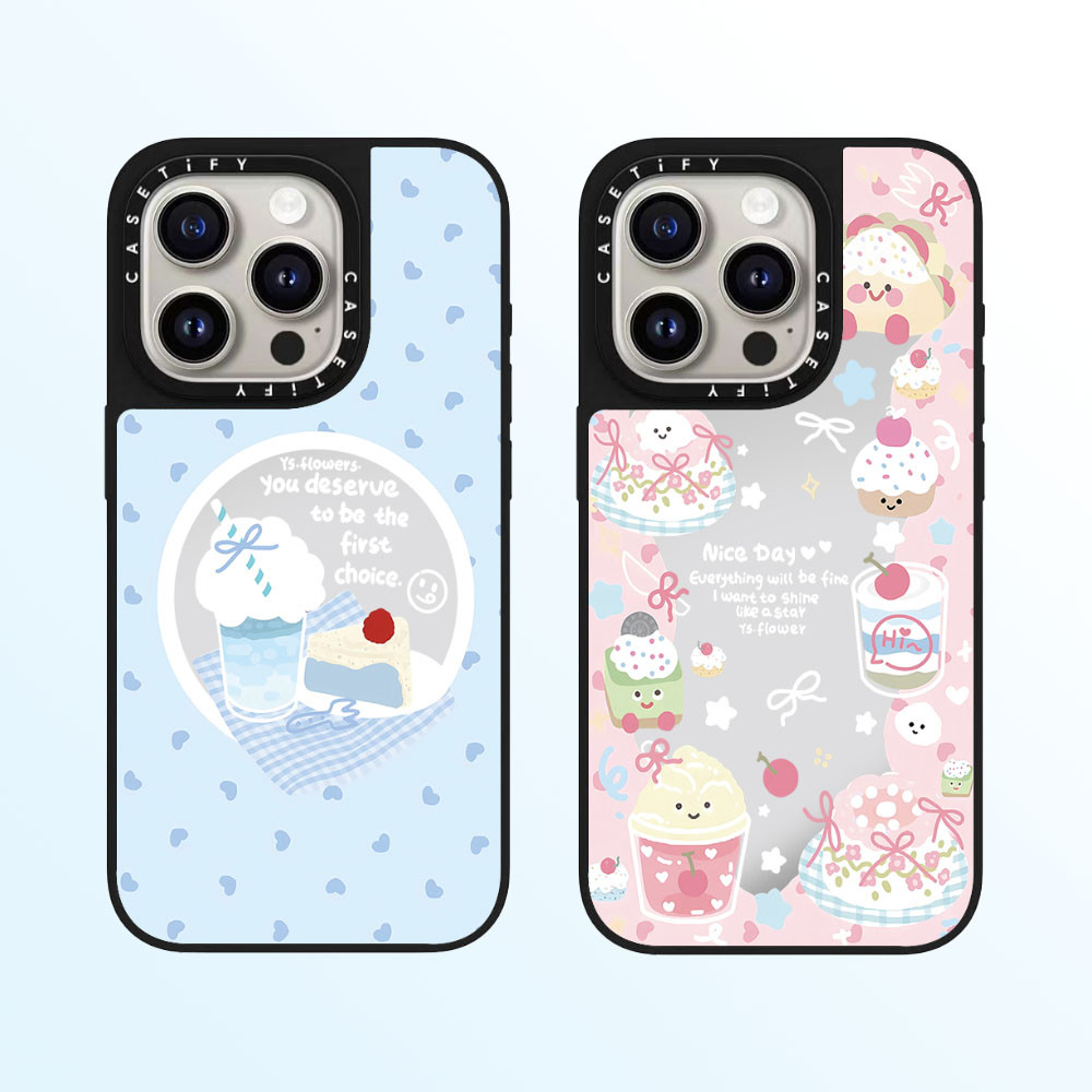 Casetify เคสโทรศัพท์กระจกคุณภาพสูงเหมาะสําหรับ iPhone 16promax 16pro 16 plus 15 promax 14 promax 15 pro 14 pro 13 pro 12 แฟชั่นป้องกันการล่มสลายล้อมรอบขนมหวาน