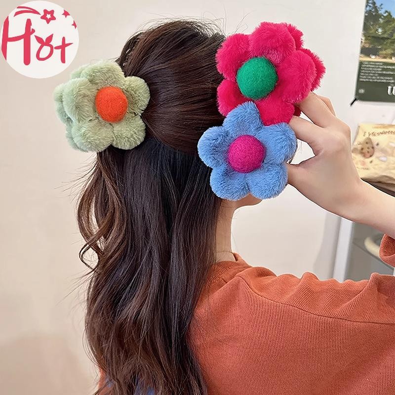 Ge แฟชั่นน่ารักตุ๊กตาดอกไม้ผม Claw คลิปฉลามขนาดใหญ่ Simple Barrettes กิ๊บติดผมปู Hairgrips ฤดูใบไม้ร่วงฤดูหนาวอุปกรณ์เสริมผม Square