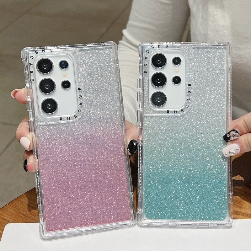 สำหรับ Samsung S24 S23 ultra PLUS S24 Fe 3 in 1 Bling gradient Glitter เคสโทรศัพท์สำหรับ Samsung S22 ultra PLUS S25 S21 S20 FE A16กันกระแทกฝาหลังแบบแข็ง ราคา ถูกที่สุด ดีลบีเคเค แกลเลอรีภาพที่ 2