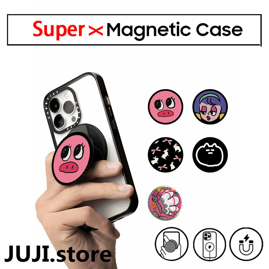 Line Bear HeadCaseTifgยี่ห้อOriginal Superแม่เหล็กพับแบบพกพาขาตั้งโทรศัพท์พร้อมกล่องสําหรับiPhone 16 11 12 13 14 Pro Max 14 15 PlusกรณีคุณภาพสูงUniversalผู้ถือมือถือ